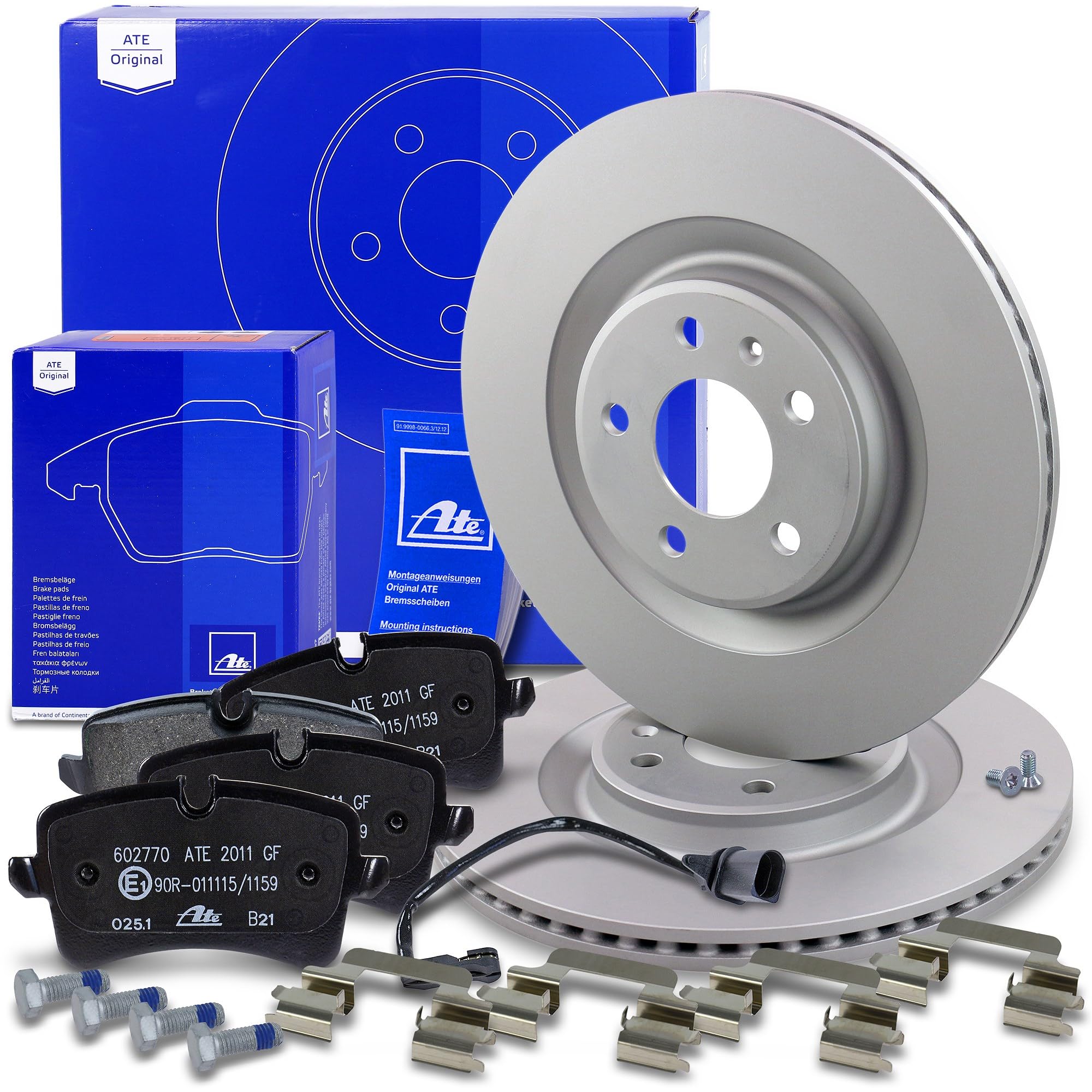ATE Set di freni asse posteriore incl. dischi freno posteriori ¯ 330 mm ventilati e pastiglie freno posteriori + contatto di usura Compatibile con AUDI A6 Allroad C7, PORSCHE MACAN (95B)