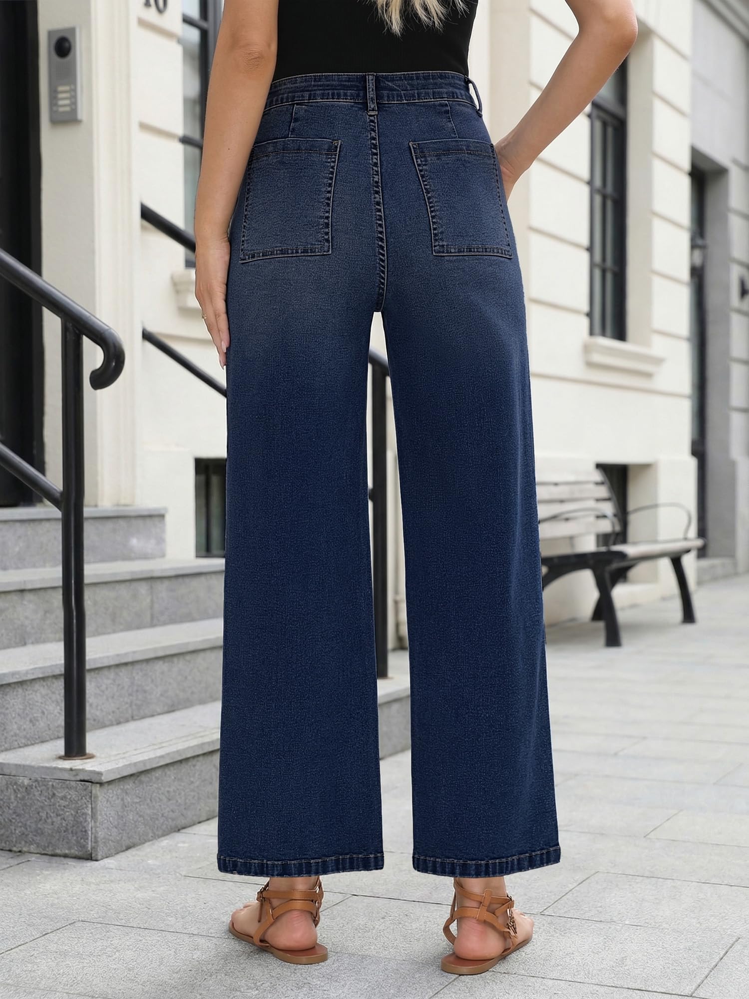 StylSense Baggy Jeans Damen High Waist Weites Bein Stretch Y2K Hosen Damen Wide Leg 7/8 Jeanshose Gerades Bein