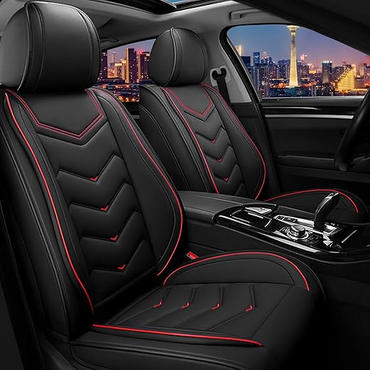 Car Seat Covers for Nissan Murano 2003-2024, Stylish Sport Seat Cover, Premium Nappa Leather Car Seat Cover. Automobile Seat Covers Sets.(Standard 2 Seats/Black)