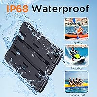 Vista 5 de Funda para iPad A16 de 10ª generación, a prueba de caídas de grado militar, resistente al agua IP68, con protector de pantalla, soporte y correa
