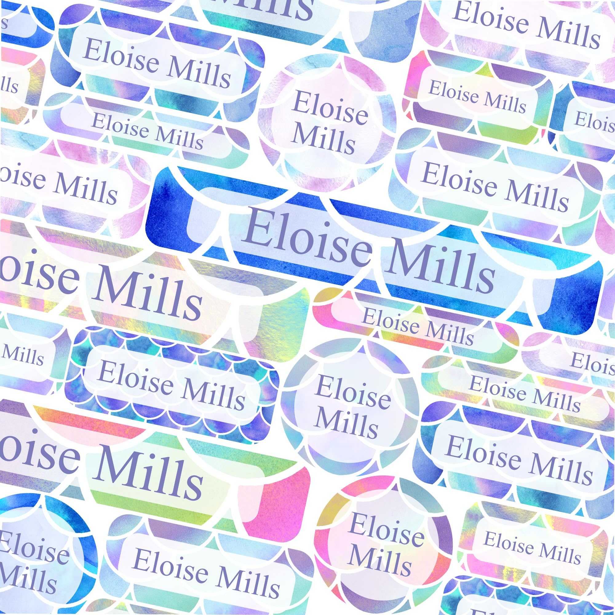 123 School Name Labels for Children No Iron Name Tags for Clothes Name Stickers for Water Bottles, Uniform, Secondary School, College, Care Homes, Washable and Dishwasher Safe (Mermaid Scales)