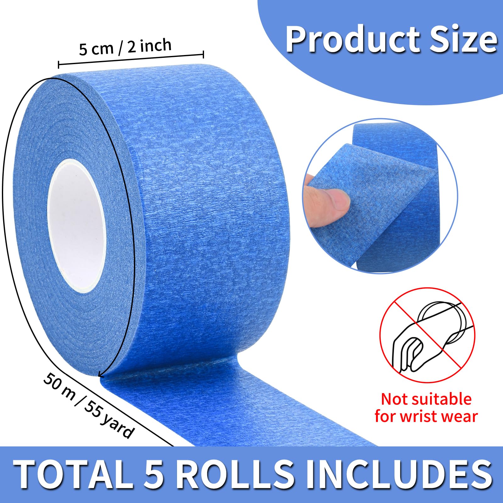 CEILIWEN 5 ROLLS 50MM x 50 Meter Wide Masking Tape, Painting Tape Heat Resistant UV Resistant Masking Tape - Image 2