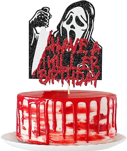 25 piezas de decoración de cupcakes de película de terror con decoración de pastel de cumpleaños Have a Killer No You Hang Up Killer Birthday