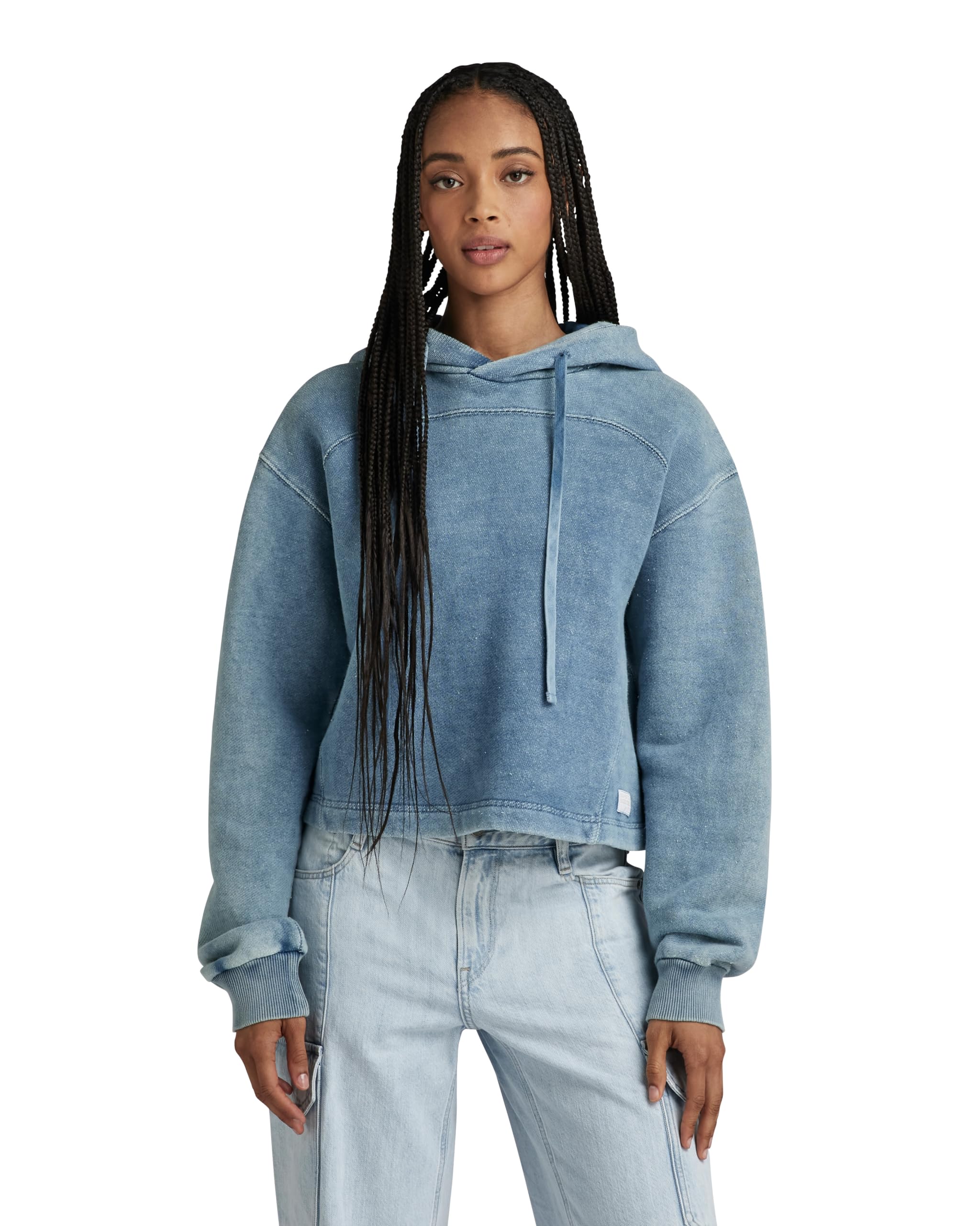 G-Star Women's Blue (Sun Faded Blue D24402-D583-A587) Overdyed Loose Hooded Sweater, Xs
