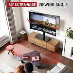 AOKCOS Universal Swivel TV Stand for 43-85 inch TVs | 8-Level Height Adjustable Table Top Stand with Tilt | Heavy Duty Stand with Tempered Glass Base | Holds up to 132lbs | Max VESA 400x600mm