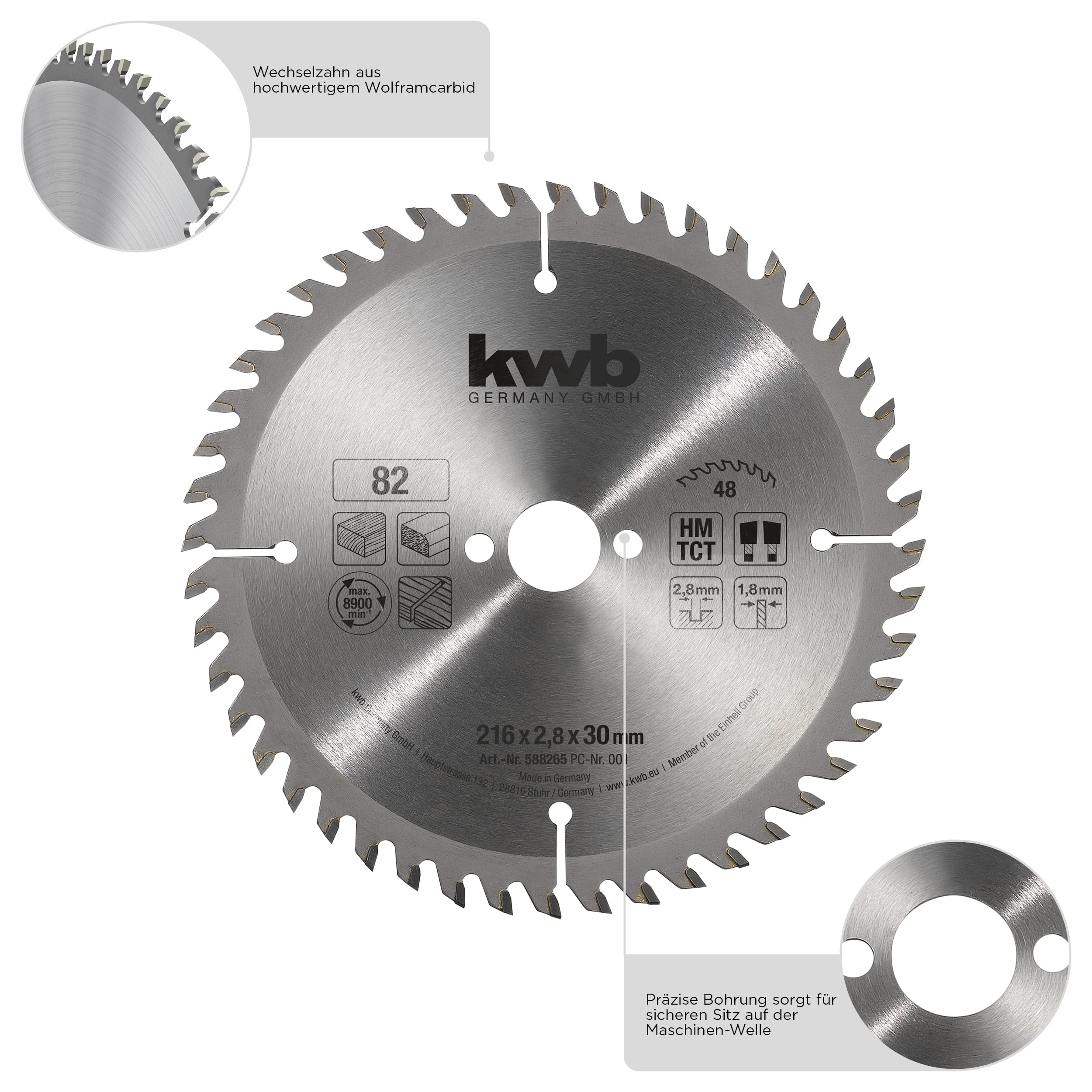 kwb Brzeszczot do piły tarczowej 254 x 30 mm, bardzo precyzyjne cięcie, brzeszczot nadaje się do blatów roboczych, drewna i płyt powlekanych
