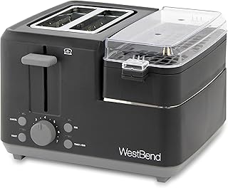West Bend 78500 Breakfast Station Wide Slot Toaster with Removable Crumb Tray includes Meat and Vegetable Warming Tray wit...