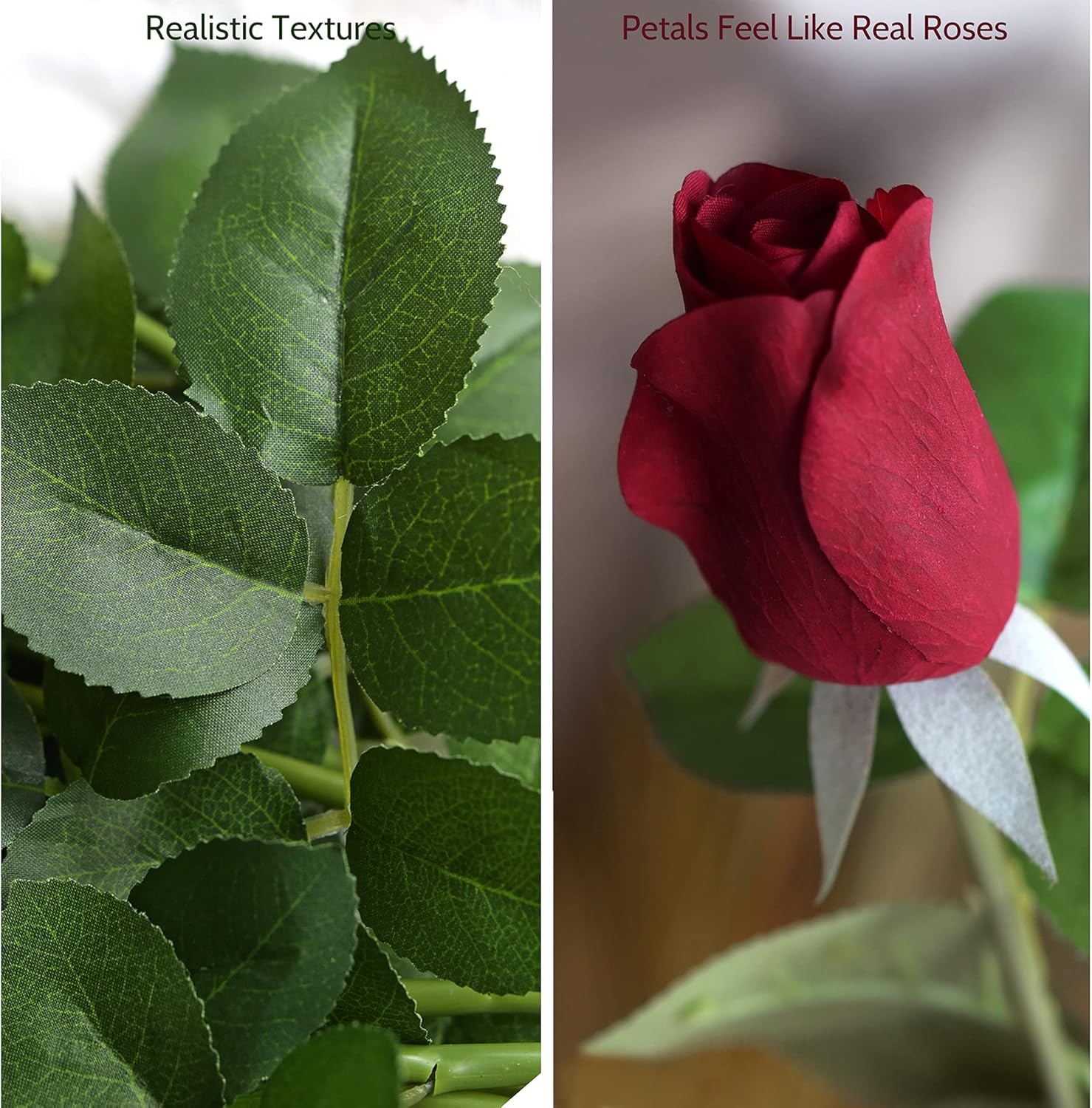 Artificial Flowers Classic Red Roses Real Touch Silk Bouquet 12 Long Stems in an Elegant White Gift Box, Bridal Wedding Home Floral Décor