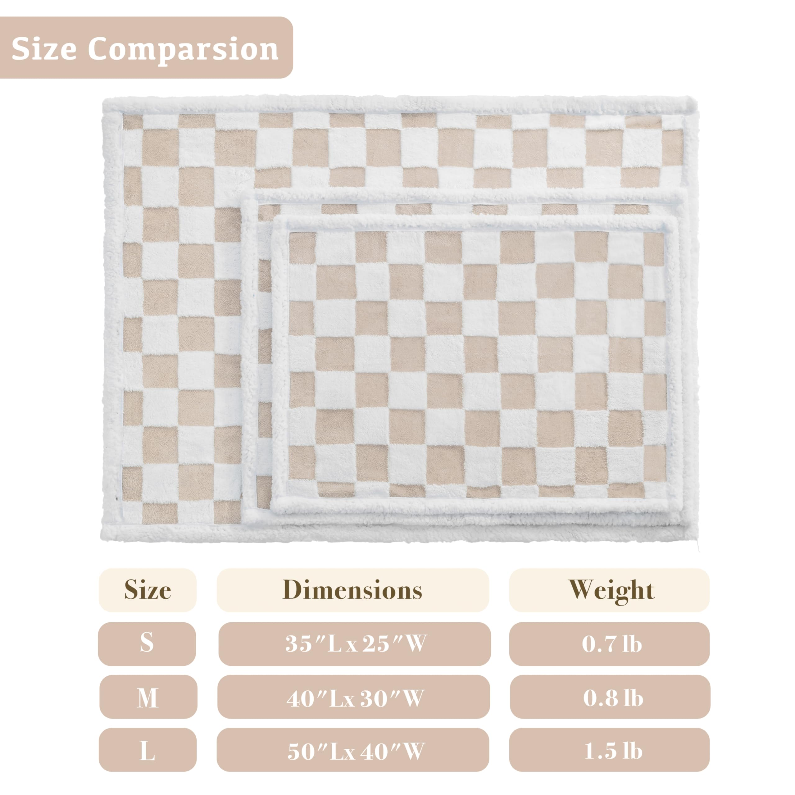 Ohocut Manta a cuadros para perro, manta sherpa jacquard beige caqui para perros y gatos pequeños, bonito estilo estético, manta de forro polar esponjoso para protección de sofá, lavable, 30 x 40