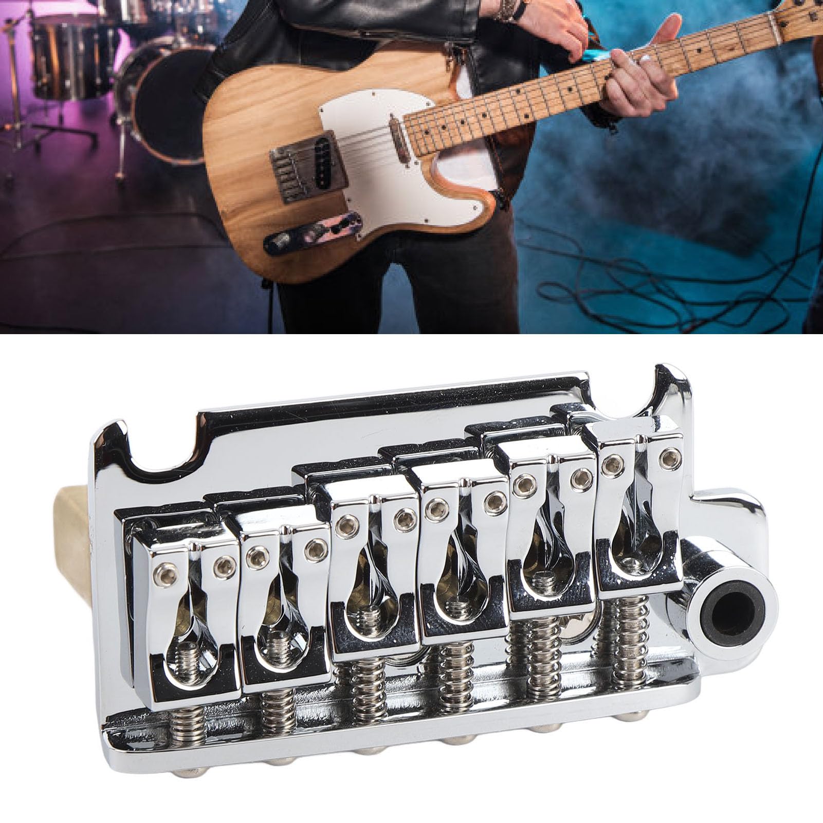 Fabater Mostek Tremolo do Gitary Elektrycznej, 6-strunowy Mostek do Gitary z Blokiem z Litego Mosiądzu i Stalowymi Siodełkami, do 6-strunowych Gitar Elektrycznych w Stylu Strat