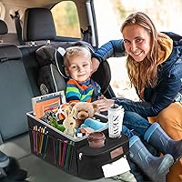 Vista 9 de FUNNy elf Organizador de asiento de automóvil, organizador de asiento de pasajero, almacenamiento plegable para automóvil con particiones y 4 Blanco