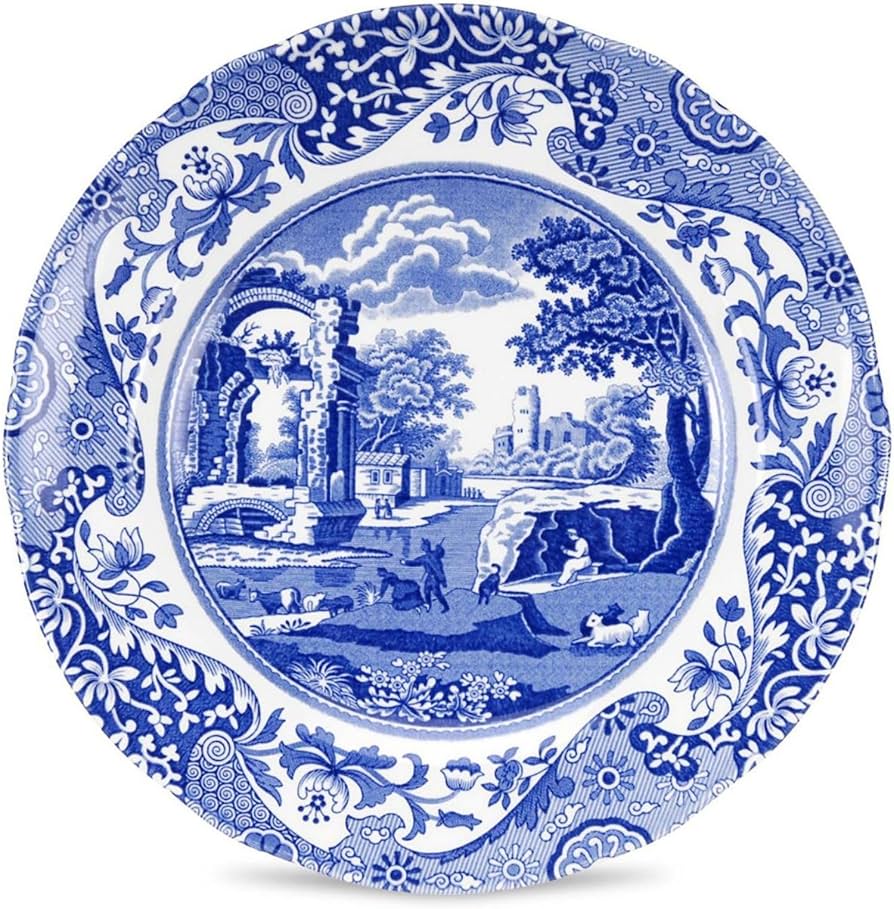 【8枚セット】美品！Spode Blue Italian 青白い風景画 大皿 Amazon.com | Spode Blue Italian 8-Inch Salad Dish - Fine