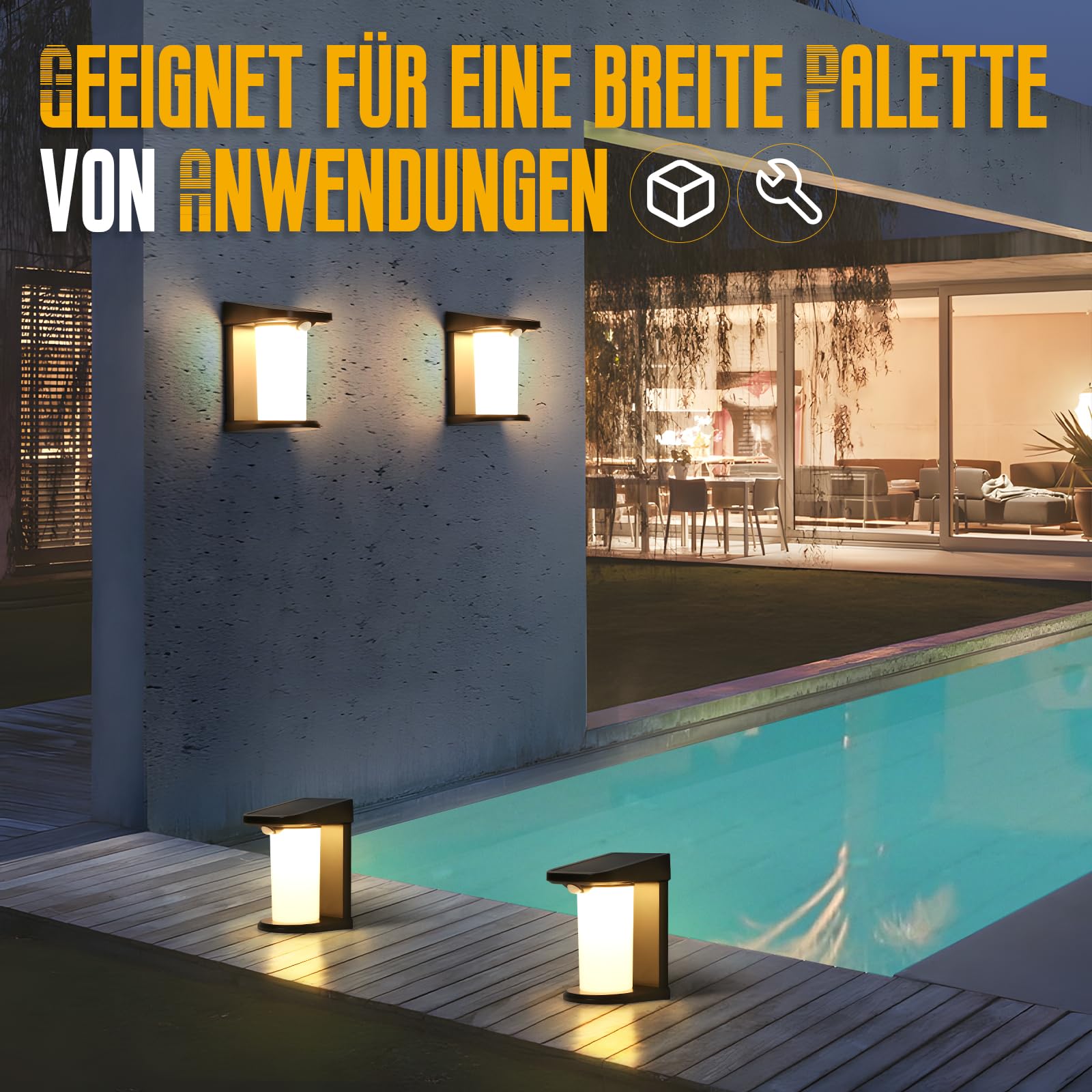 CBJKTX Solarlampen für Außen mit Bewegungsmelder - 6ER LED | Solar Wandleuchte Aussen Solarleuchte Garten Outdoor 2 Modi Wasserdichte Aussenleuchte 3000K Warmweiß für Hof Stufen Haustür