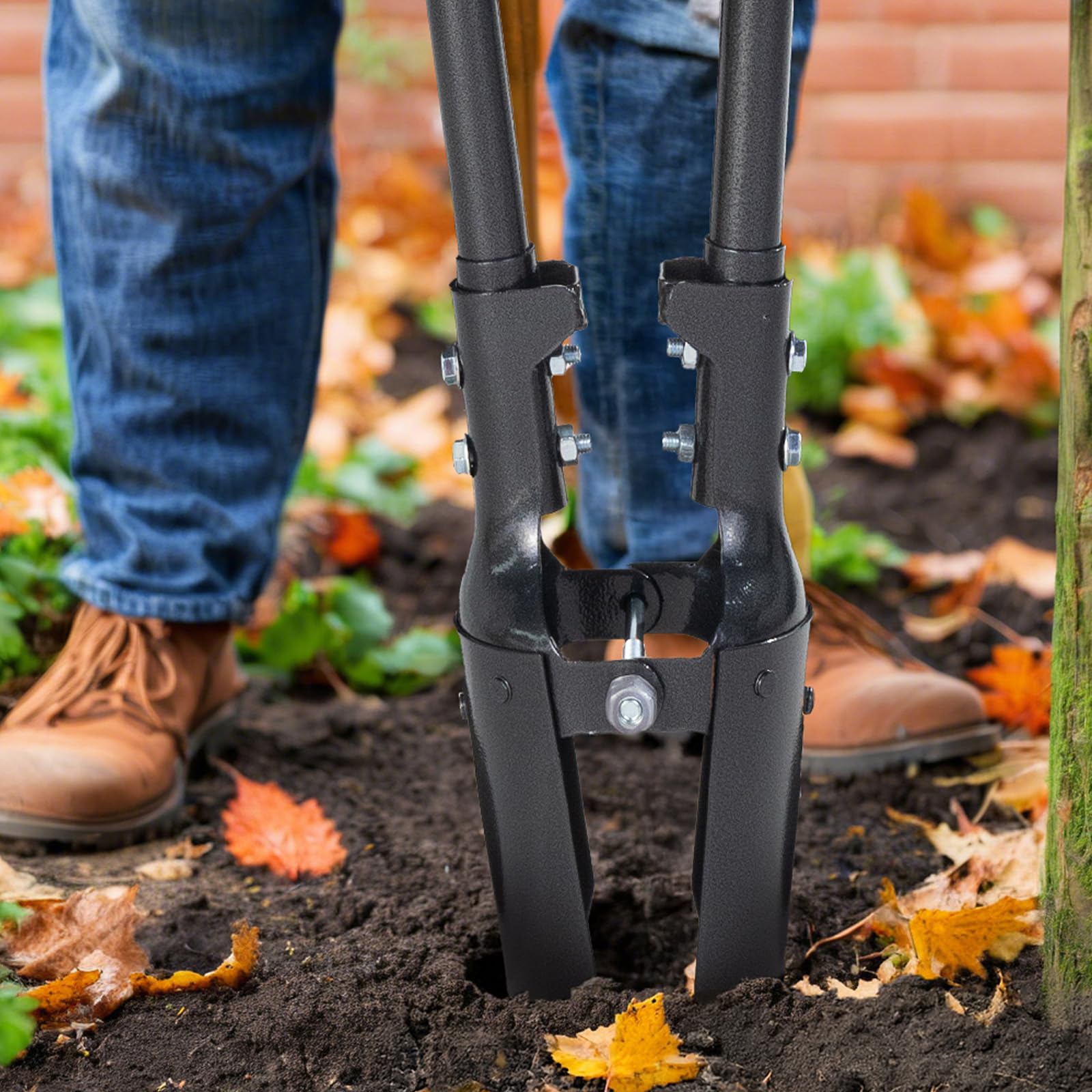 VEVOR Excavadora de Agujeros Manual para Postes Resistente con Mango de Acero al Carbono de 145 mm, Marcas de Escala y Hoja de Metal, Herramienta para Excavar Agujeros para Jardinería y Exteriores