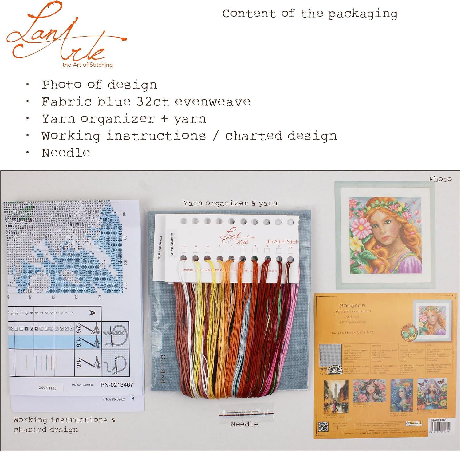 LANARTE Solstice Counted Cross Stitch Kit for Walls Approx. 18 x 18 cm DIY Creative Adults Embroidery Home Decor Wall Art Kit for Hobby Cross Stitch