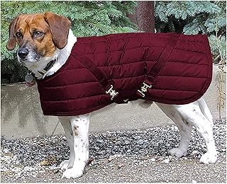 Dura-Tech Channel Quilted Pattern Burgundy Dog Coat | Large Size | Canine Warmth and Winter Protection | Slips Over Petâ€™s Head | Closed Front with Adjustable Surcingles