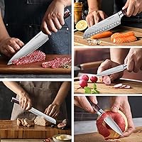 Vista 7 de 5 Pcs Chefs Kitchen Sharp Knife Set - Japanese Professional Cooking Cutting Knives for Meat Vegetable Bread and Paring, High Carbon Stainless Steel