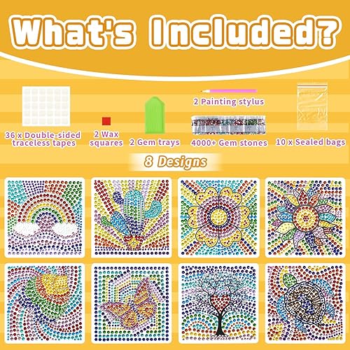 Miniatura 2 de Msoesticc.dl 8 piezas de artes y manualidades para niños y niñas de 8 a 12 años, atrapasoles grandes gemas de pintura de diamantes para niños, kits