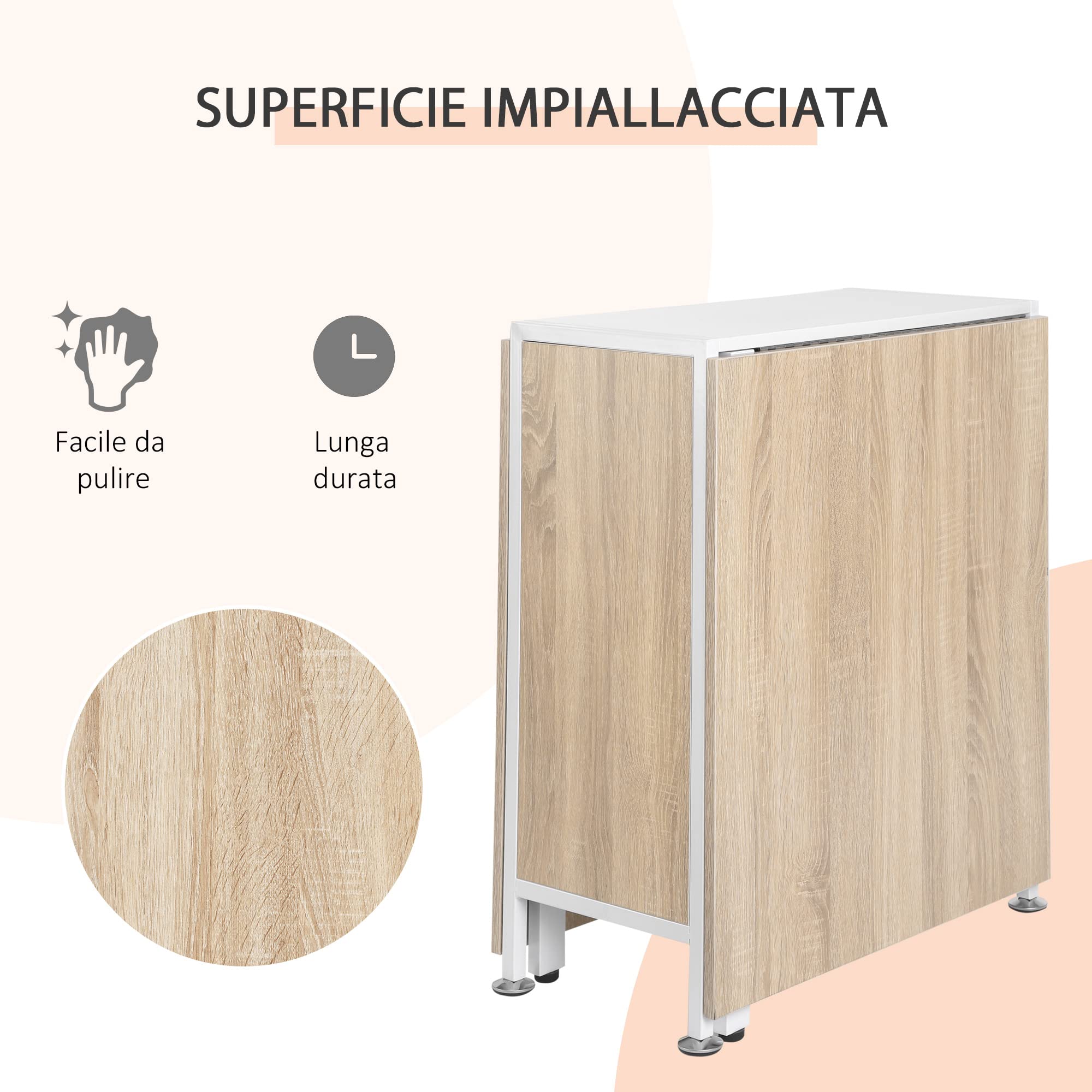 HOMCOM Tavolo Multiuso Design Pieghevole con 4 Scompartimenti 169 × 62 × 75cm