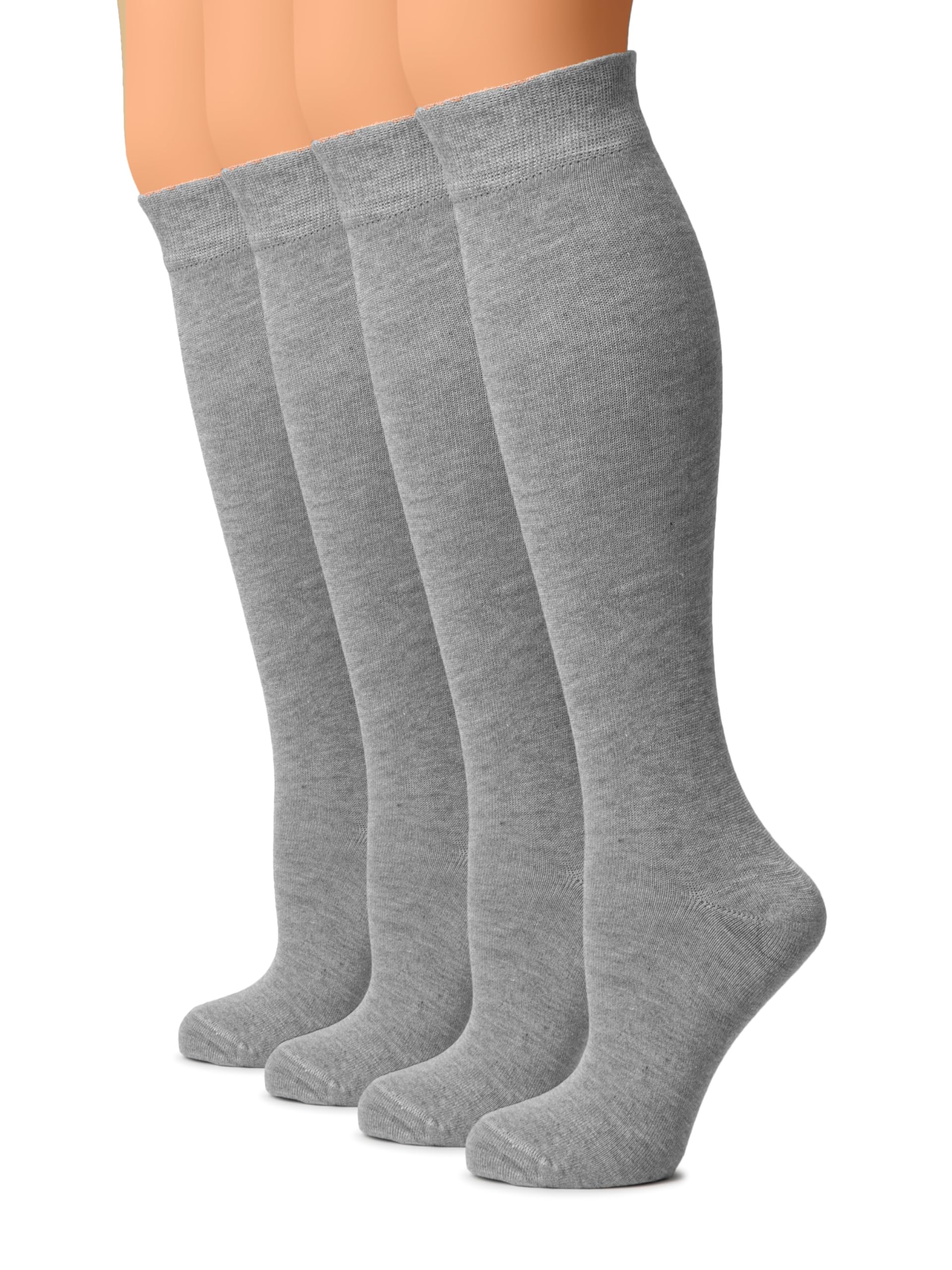 Hugh Ugoli Women Cotton Knee High Socks, Long Dress School Uniform Socks Soft, Lightweight, Size 5-8 &amp; 8-11, 3 &amp; 4 Pairs