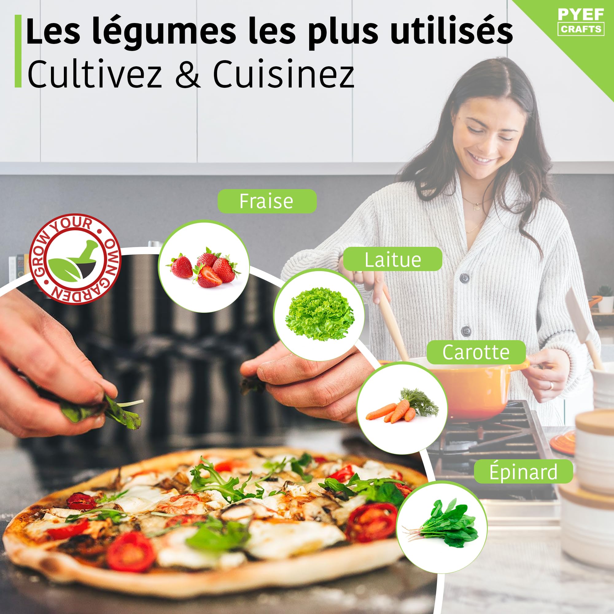 Kit Jardinage Potager Interieur XL Kit Indoor Prêt à Pousser - DIY Potager D'interieur pour Plante a Faire Pousser - Plantation Plantes D'intérieur