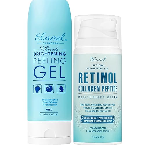 Ebanel Glow & Renew Skin Care Duo - Exfoliante facial + hidratante de retinol - Set iluminador y antienvejecimiento para una piel suave y juvenil