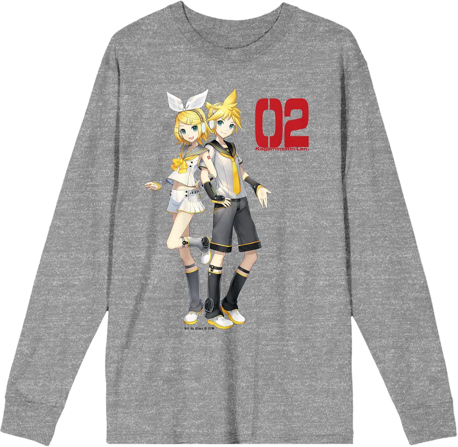 Bioworld Hatsune Miku Rin & Len 02 Crew Neck Long Sleeve Sport Heather Women's Tee