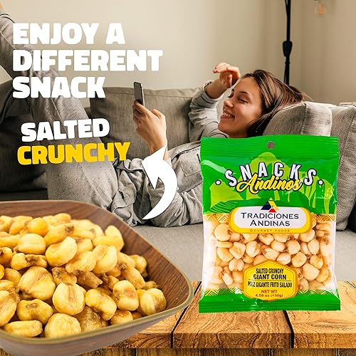 Miniatura 4 de Tradiciones Andinas Maíz Gigante Crujiente Salado 4.59 oz - Aperitivo Peruano Maiz Gigante, Bocadillos Salados de Maíz Peruano, Productos Fritos y
