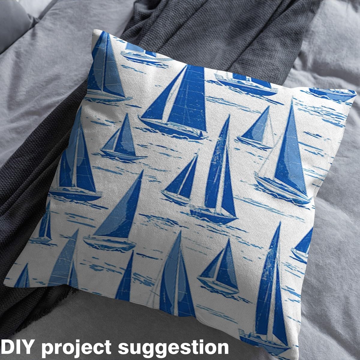 Loussiesd Sailboat, tessuto al metro, 184 x 150 cm, oceano voyage, tessuto decorativo patchwork, oceano nautico, marino, impermeabile, per sedie, mare, avventura, fai da te
