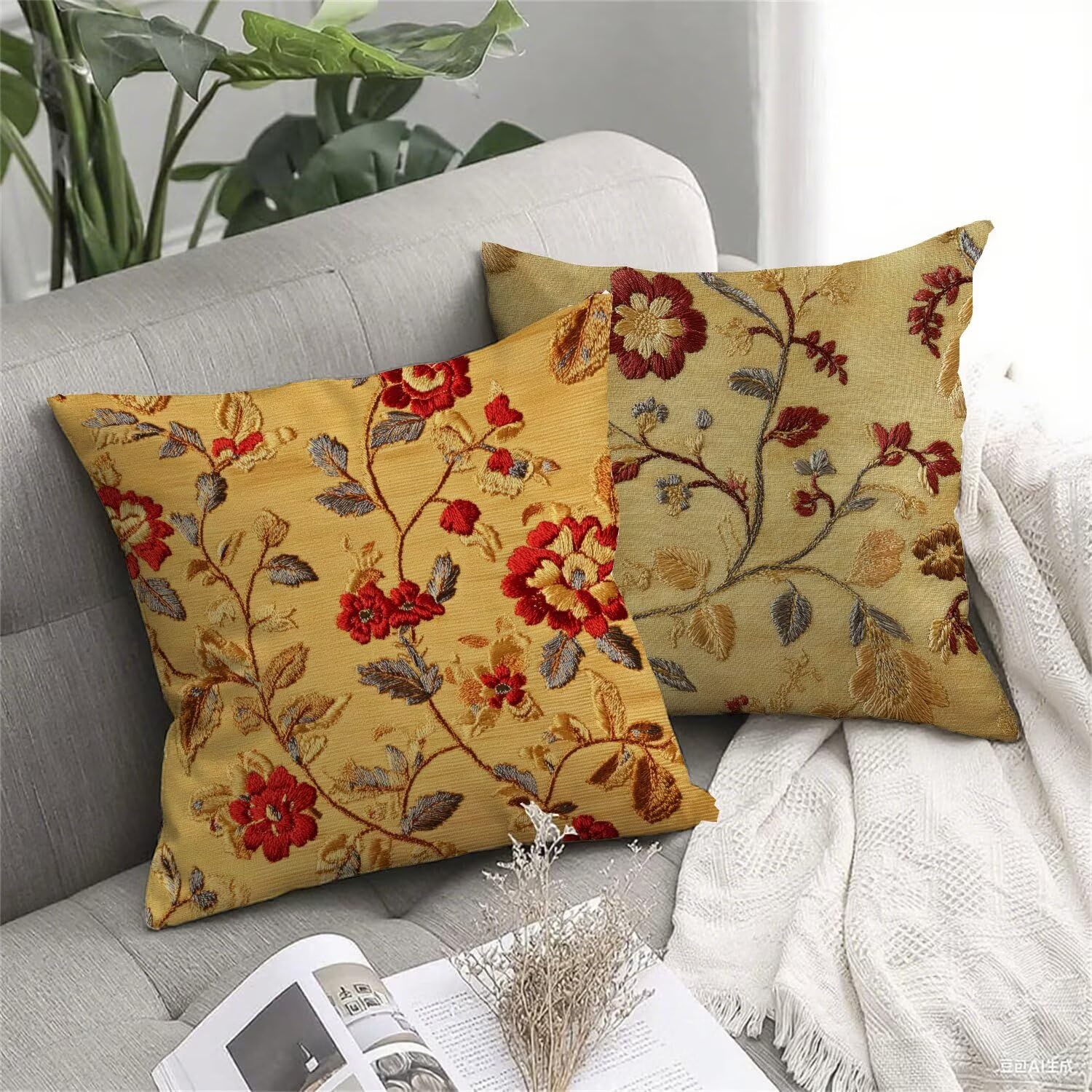 Federa per cuscino da esterno, impermeabile, autunnale, 90 x 90 cm, in lino, decorativa, quadrata, con stampa su entrambi i lati, cuscino da giardino, per soggiorno, decorazione per la casa, R-348