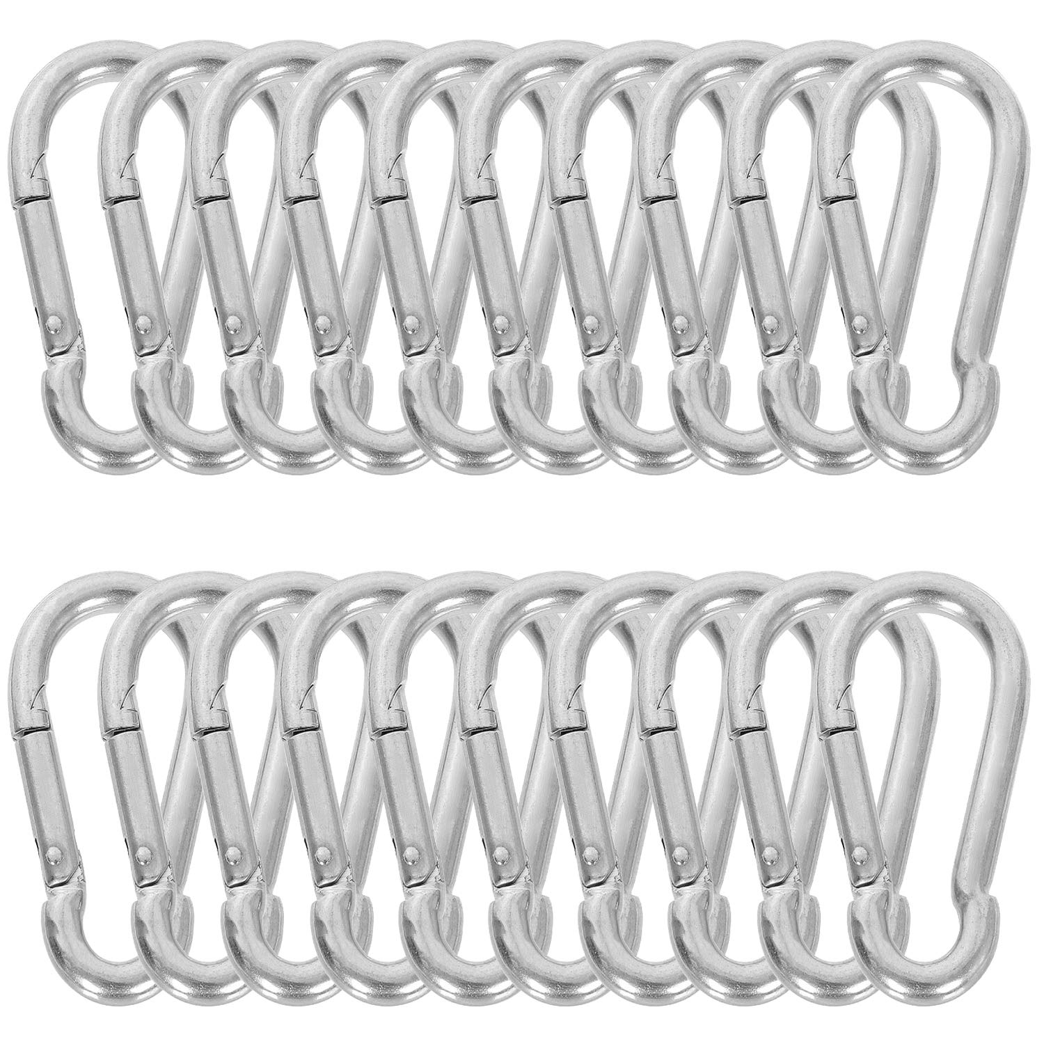 CertBuy 30pcs M6 Spring Snap Hook Stainless Steel Carabiner Clip Keychain 2.4 Inch Spring Ring Hook for Home Outdoor Sports Camping