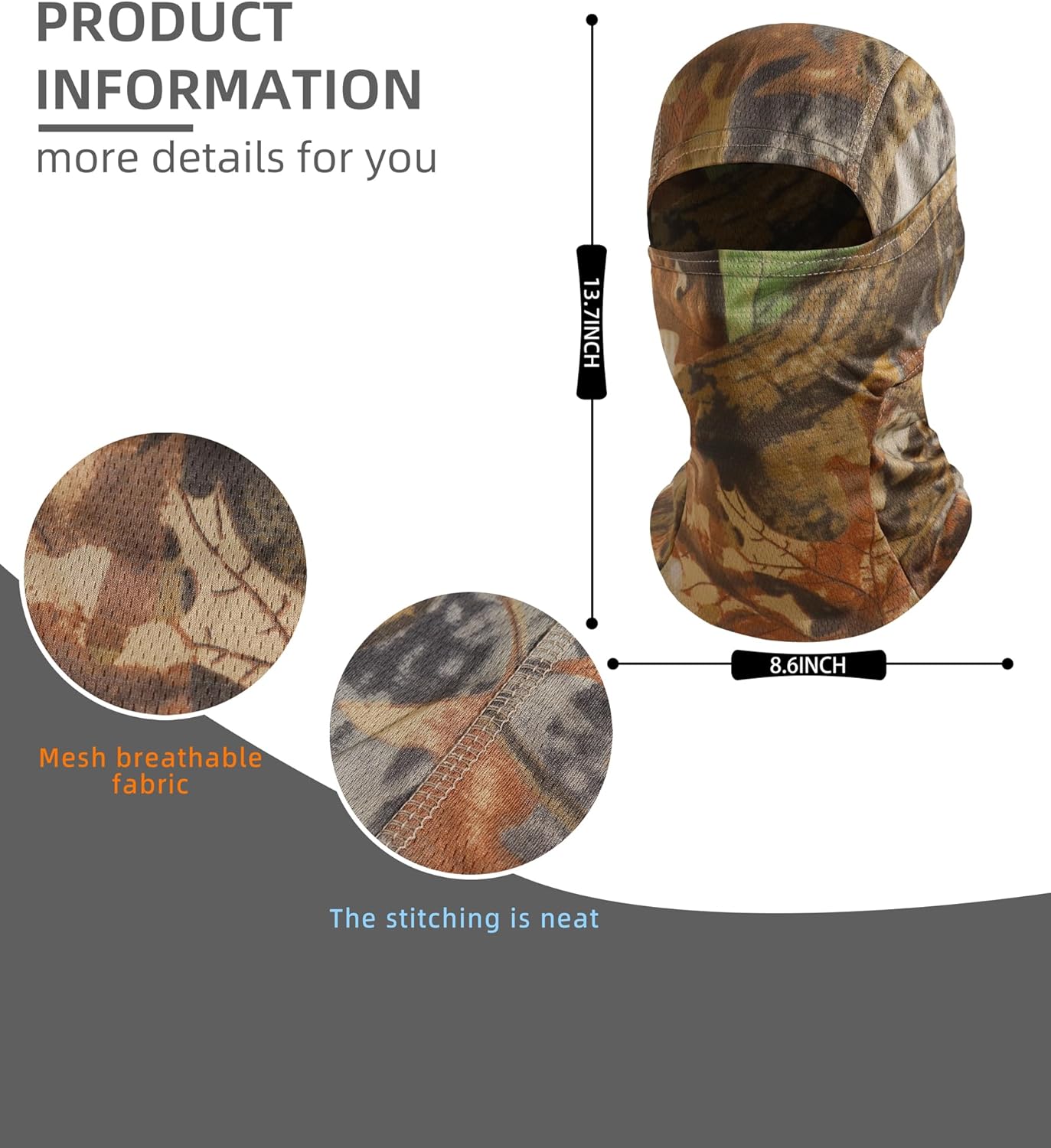Camo Balaclava Ski Face Mask for Men Women, Cooling UV Protection Face Cover for Hunting Fishing Motorcycle Military Tactical - Image 3