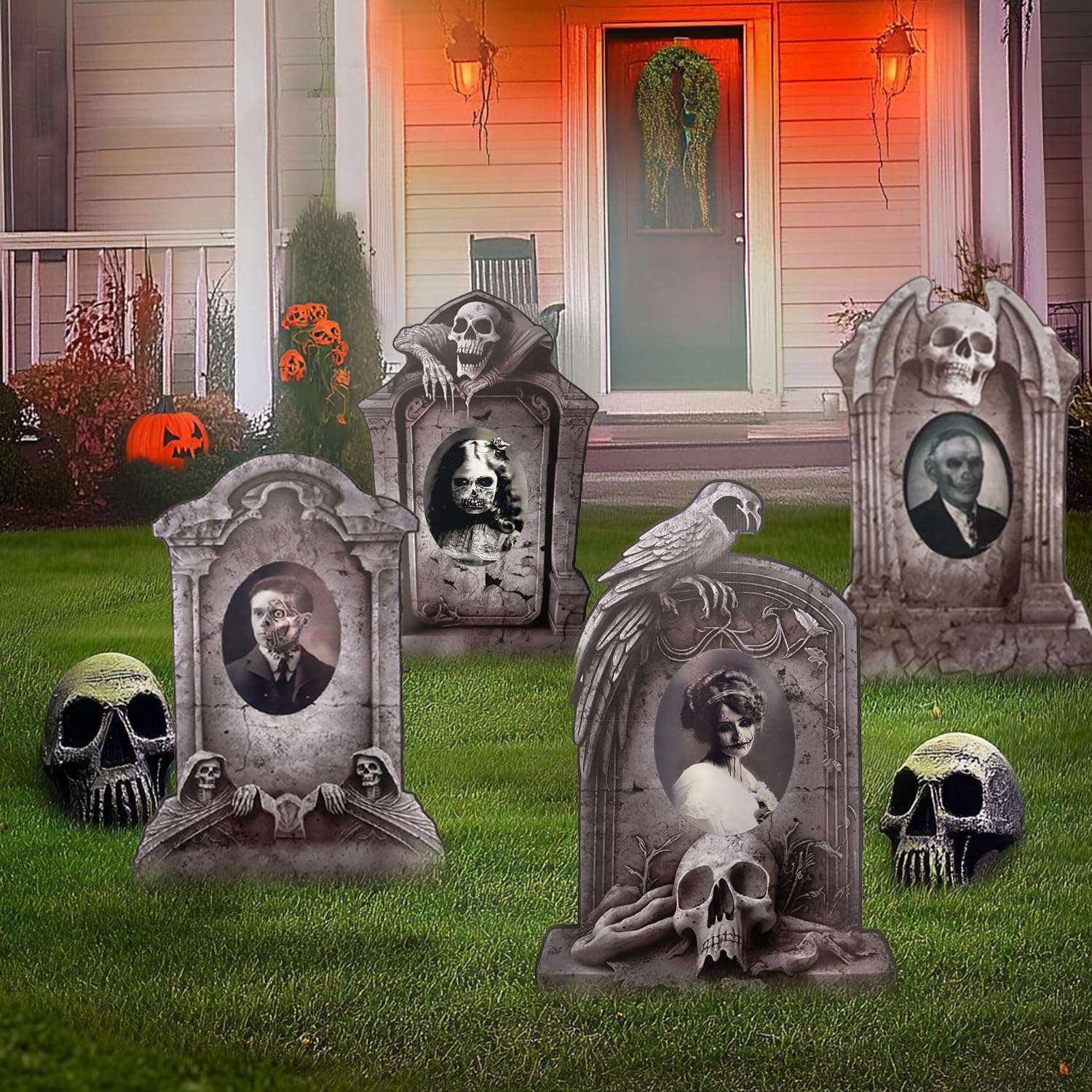 Juego De 4 Lápidas Decorativas De Halloween De 42 Cm - De Poliestireno, Para Crear Un Cementerio Espeluznante