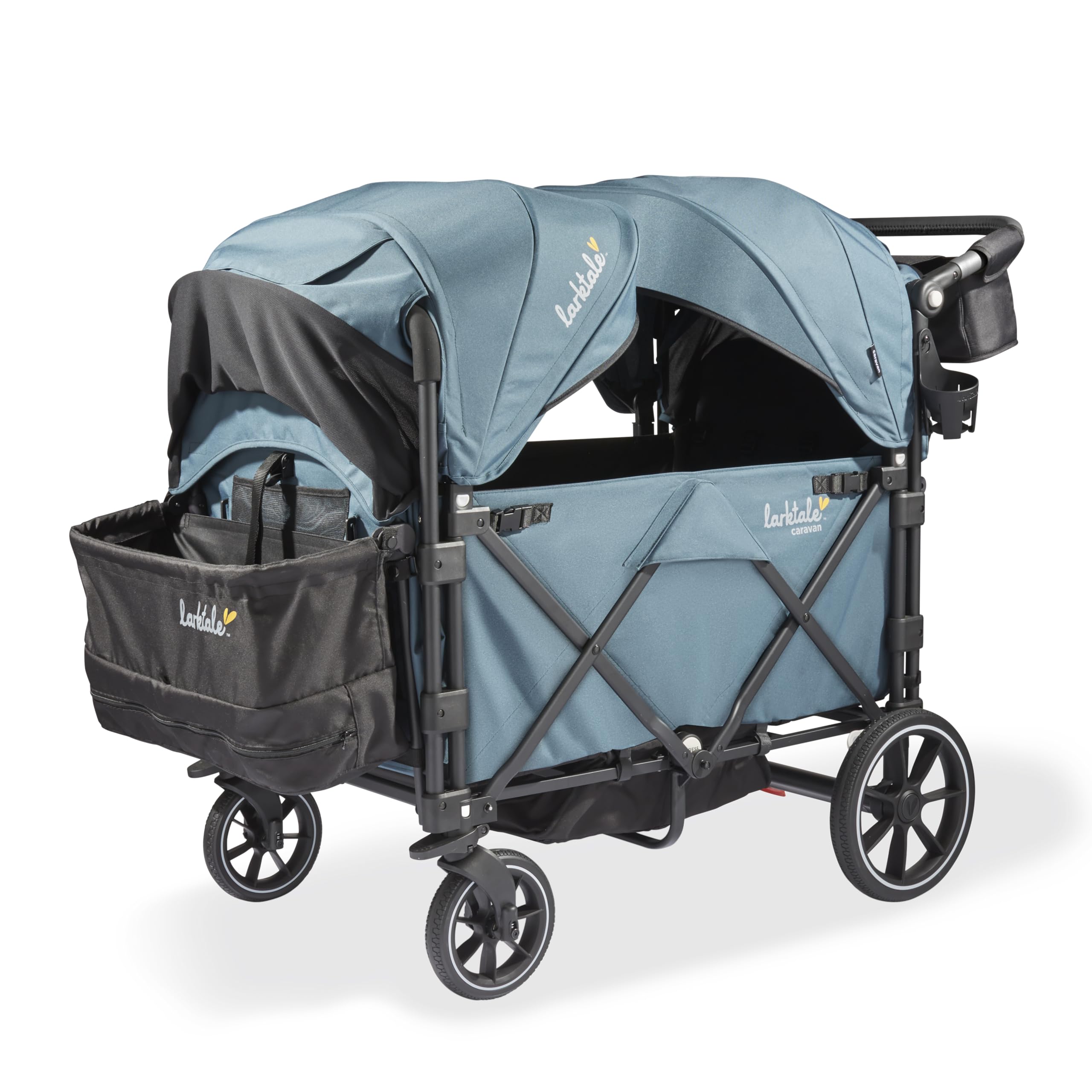 Larktale Caravan Quad, Seaford Blue - Foldable Stroller/Wagon for