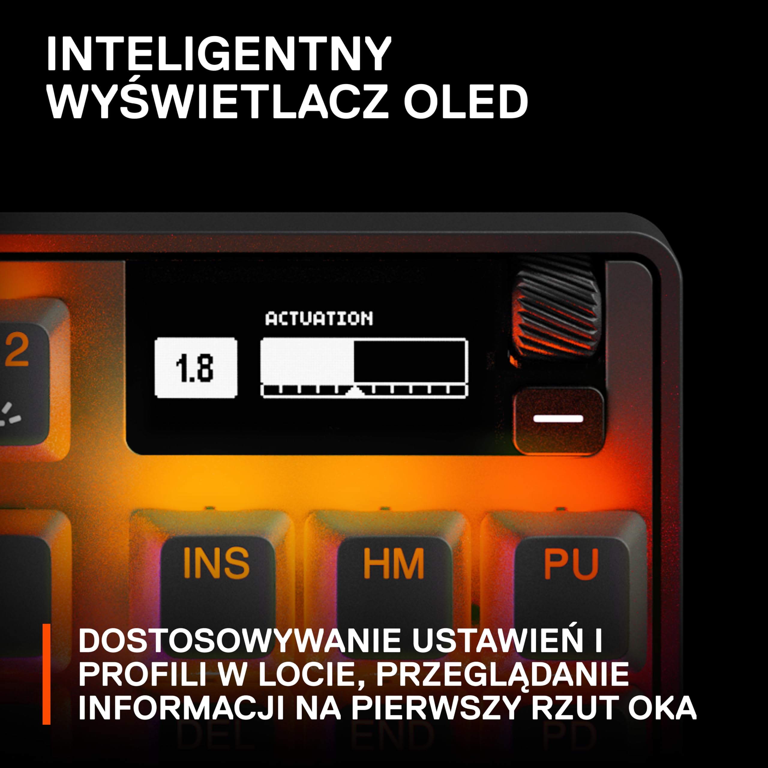 SteelSeries Apex Pro TKL (2023), hipermagnetyczna klawiatura – regulowana aktywacja – ekran OLED – nakładki PBT – USB-C – Amerykański układ QWERTY