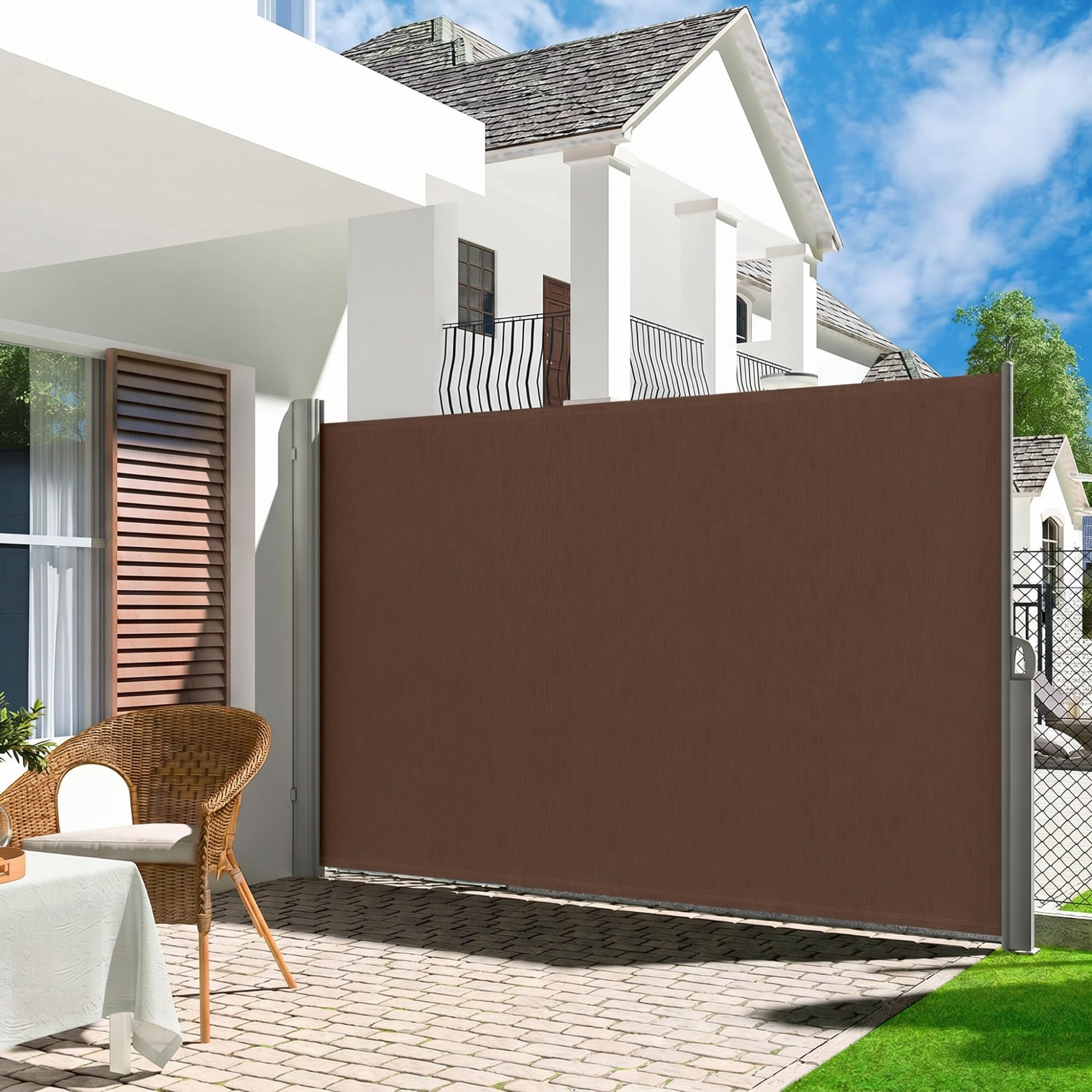 Store latéral rétractable pour extérieur | Séparateur de vent terrasse 160x300cm