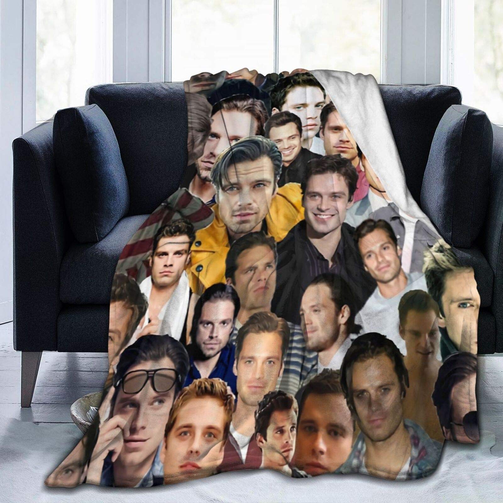 Suehome Sebastian Stan Bucky Barnes Soft and Comfortable Warm Fleece Blanket for Sofa, Bed, Office Knee pad,Bed car Camp Couch Cozy Plush Throw Blankets
