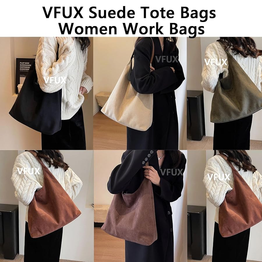 Amazon.com: VFUX Suede Bag Suede Tote Bags for Women Work