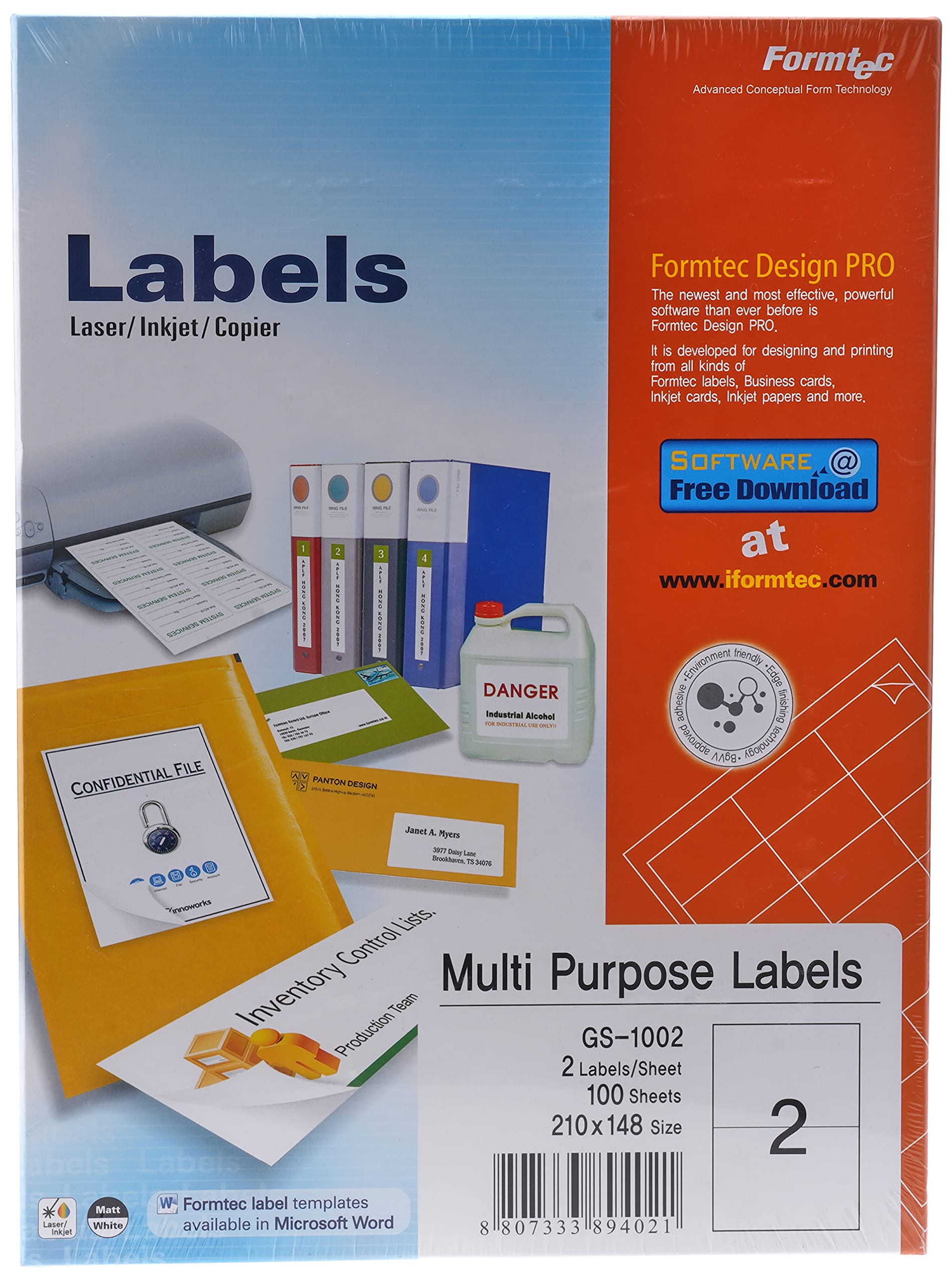 Formtec Label 200/210x148mm Bx=100sht