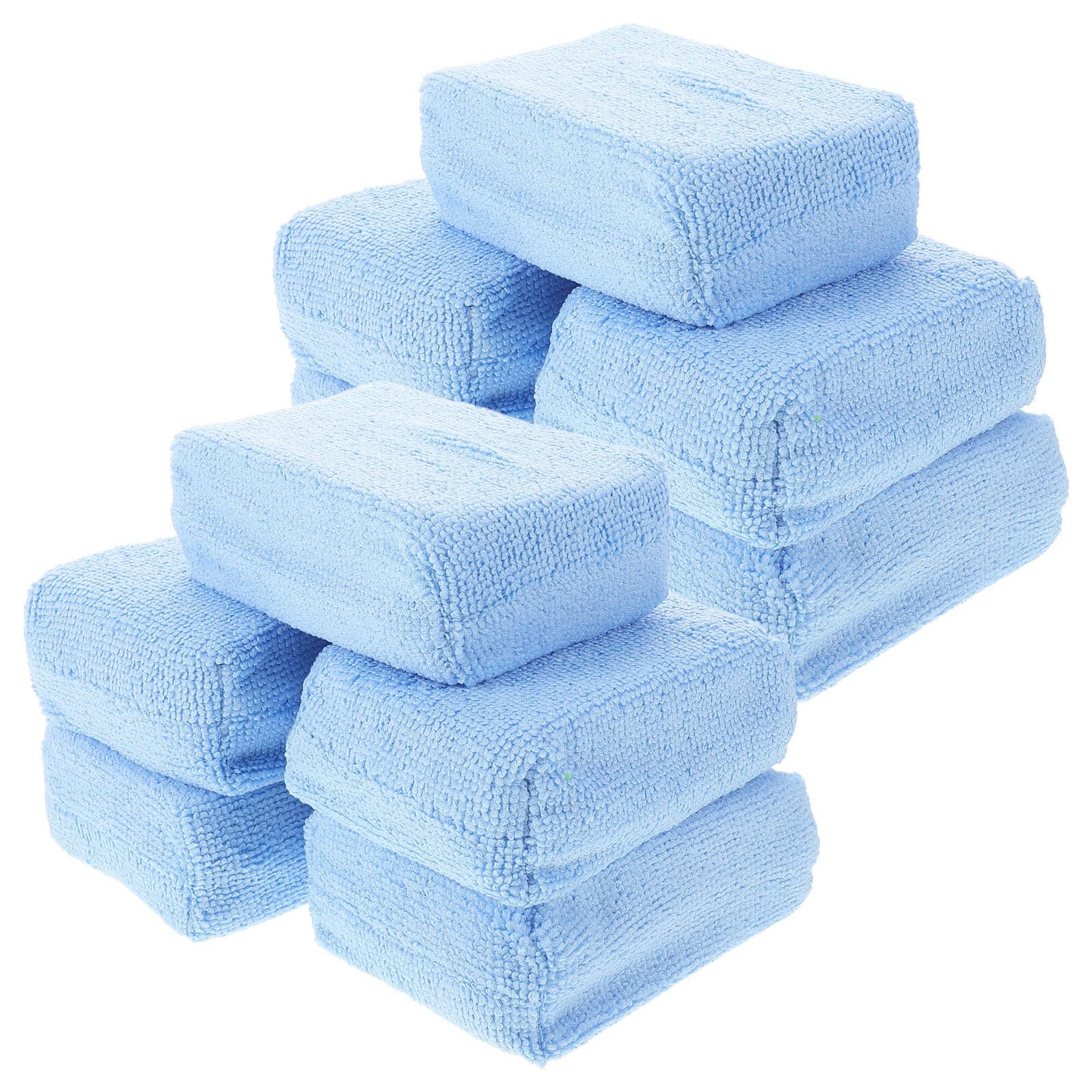 PLAFOPE 10piezas Almohadillas de Aplicación de Cera para Autos Pulidoras de Microfibra Rectangulares para Detalles de Coche Limpieza de Vidrios y Pulido de Neumáticos