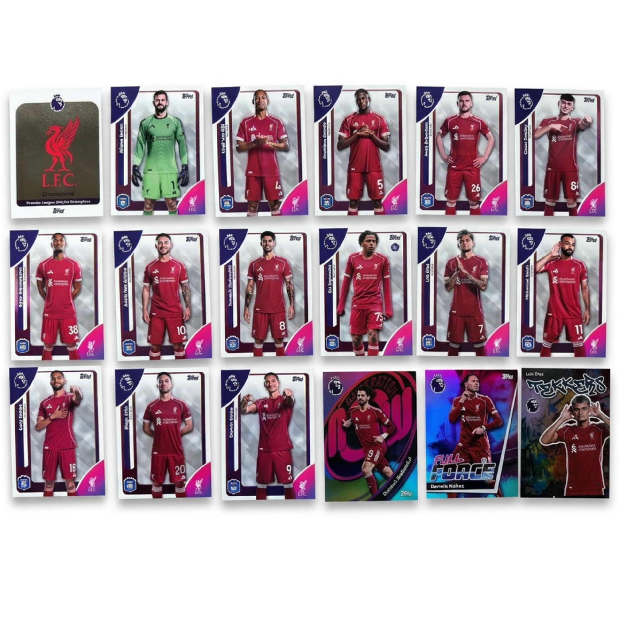 Premier League 2026 Full 18 Card Liverpool Trading Card Set