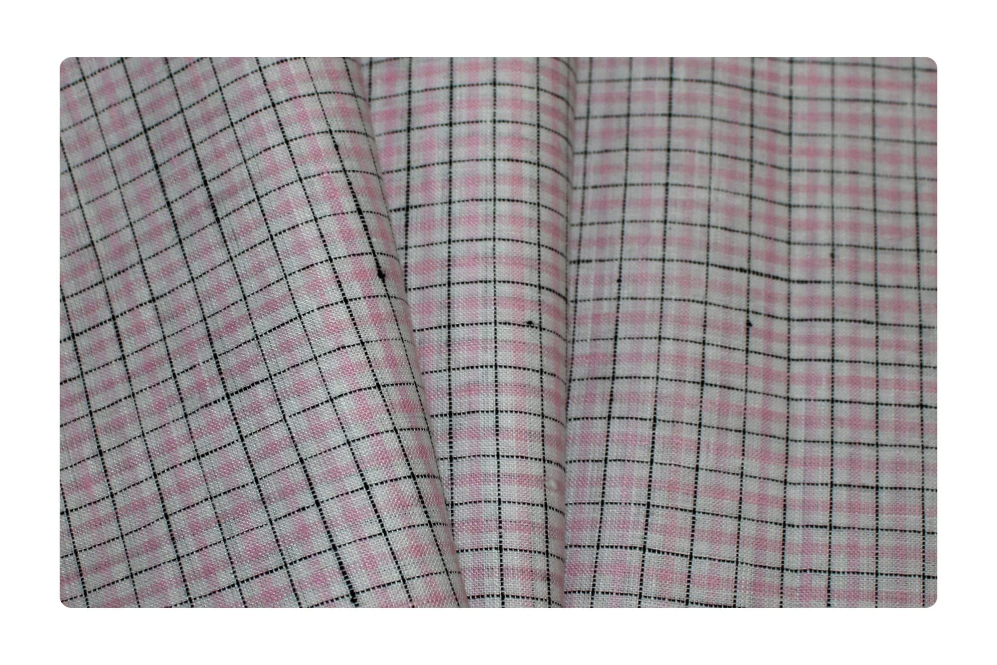 V Walker's Men's Linen Checkered Unstitched Shirt Fabric 1.60 m (VCL707)