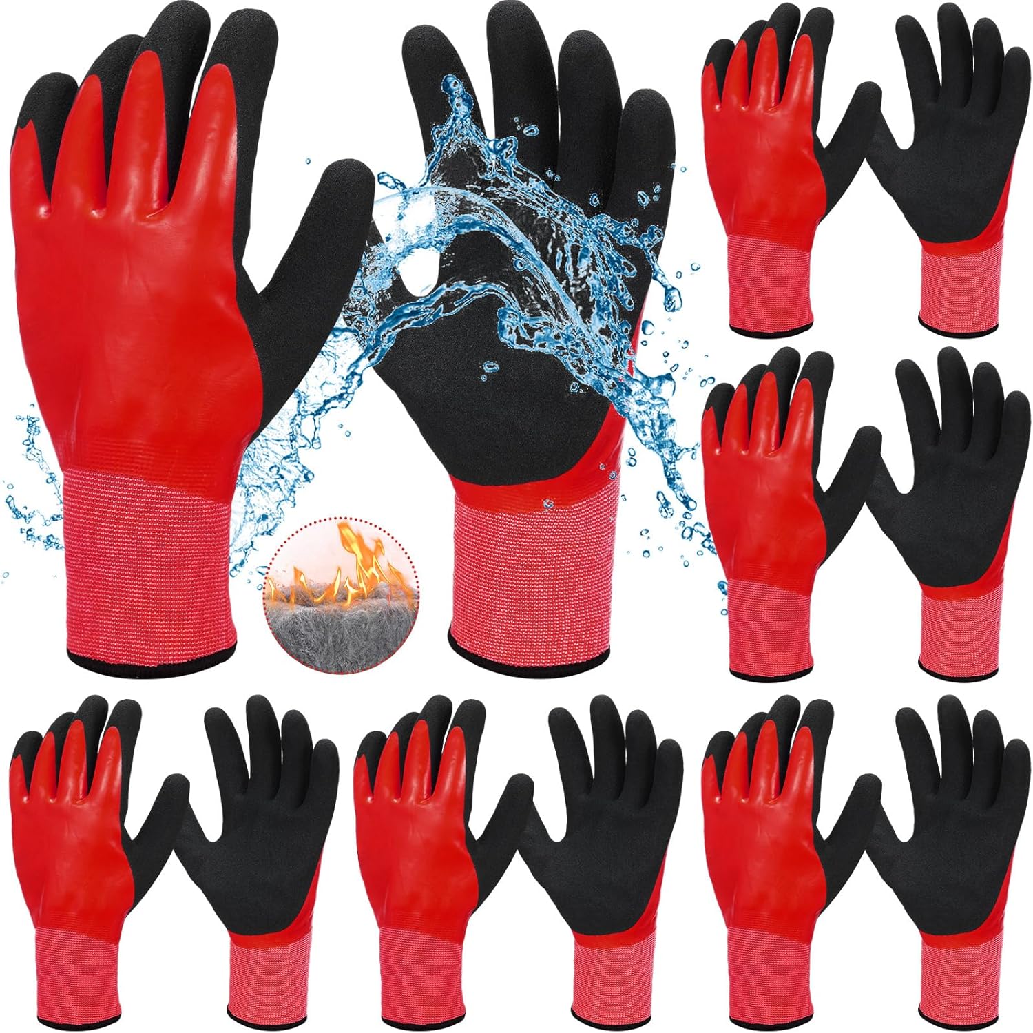 Mepase Waterproof Insulated Winter Work Gloves for Men, Latex Coated Cold Weather Thermal Gloves for Freezer Work, Shoveling