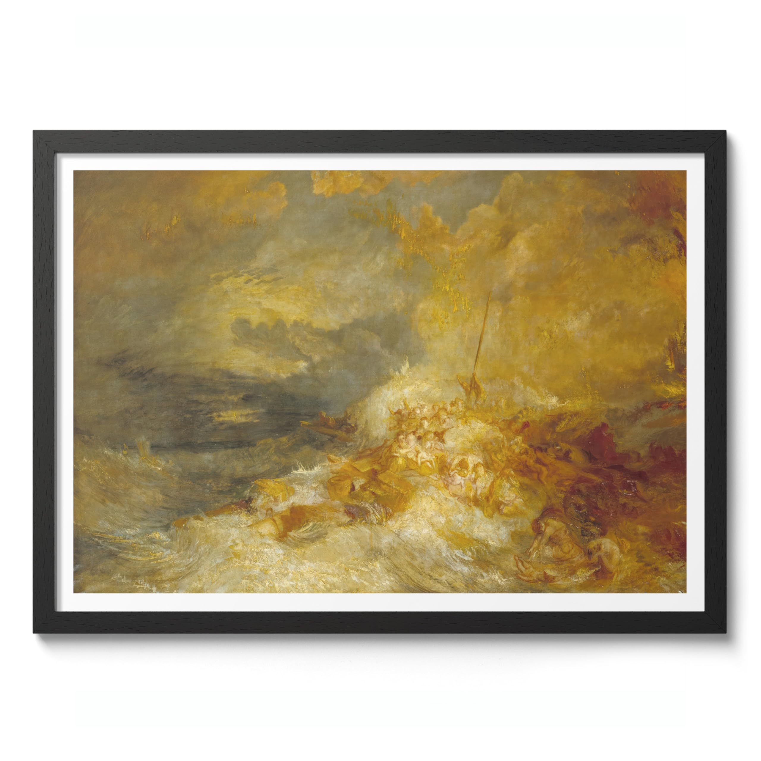 A Disaster At Sea Joseph Mallord William Turner Print, Classic Art Painting Print, Romanticism Art Exhibition Wall Art, Vintage Home Decor Picture, A3 (Black Frame) - 45x32.8cm