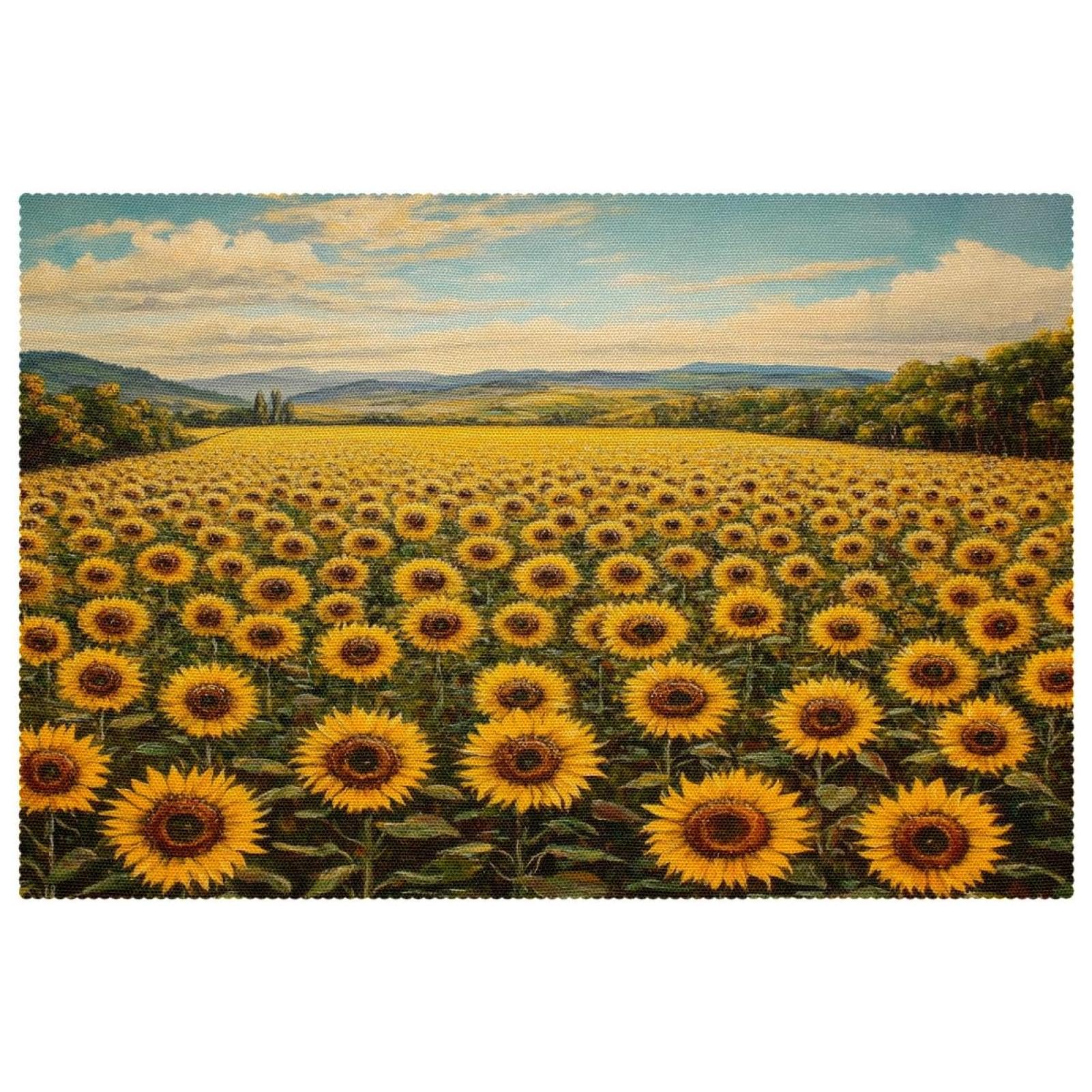 Set de table tournesol pour repas de famille et dîner d'été lot de 6