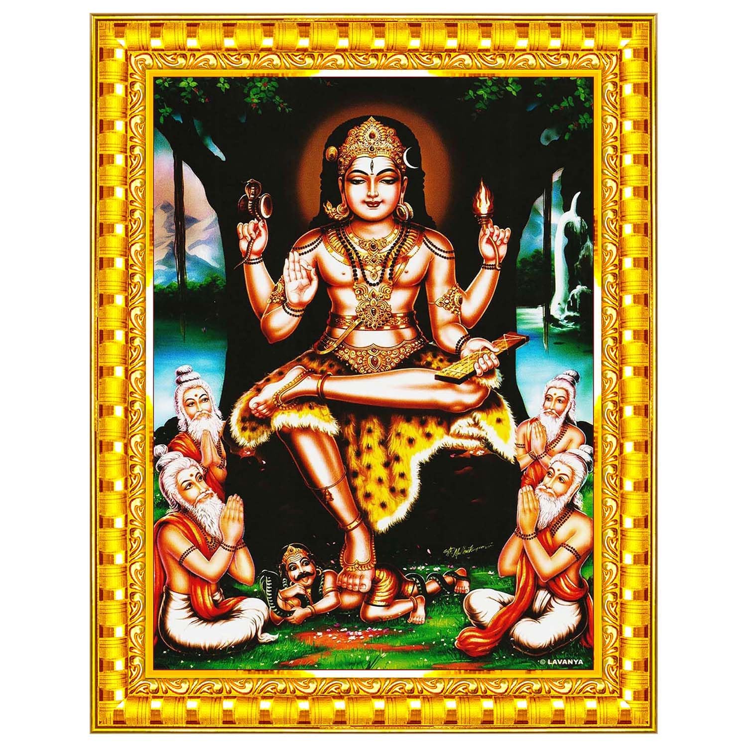 Pavan Photo Laminations Quadro Lord Dakshinamurthy Yoga In Legno Con Cornice 25,4x30,5 Cm Marrone - 5
