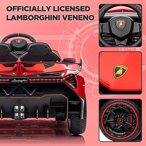 Miniatura 2 de Lamborghini Veneno - Automóvil eléctrico de 12 V con licencia para niños con control remoto, 3 velocidades, puertas hidráulicas, faros LED, mecedora