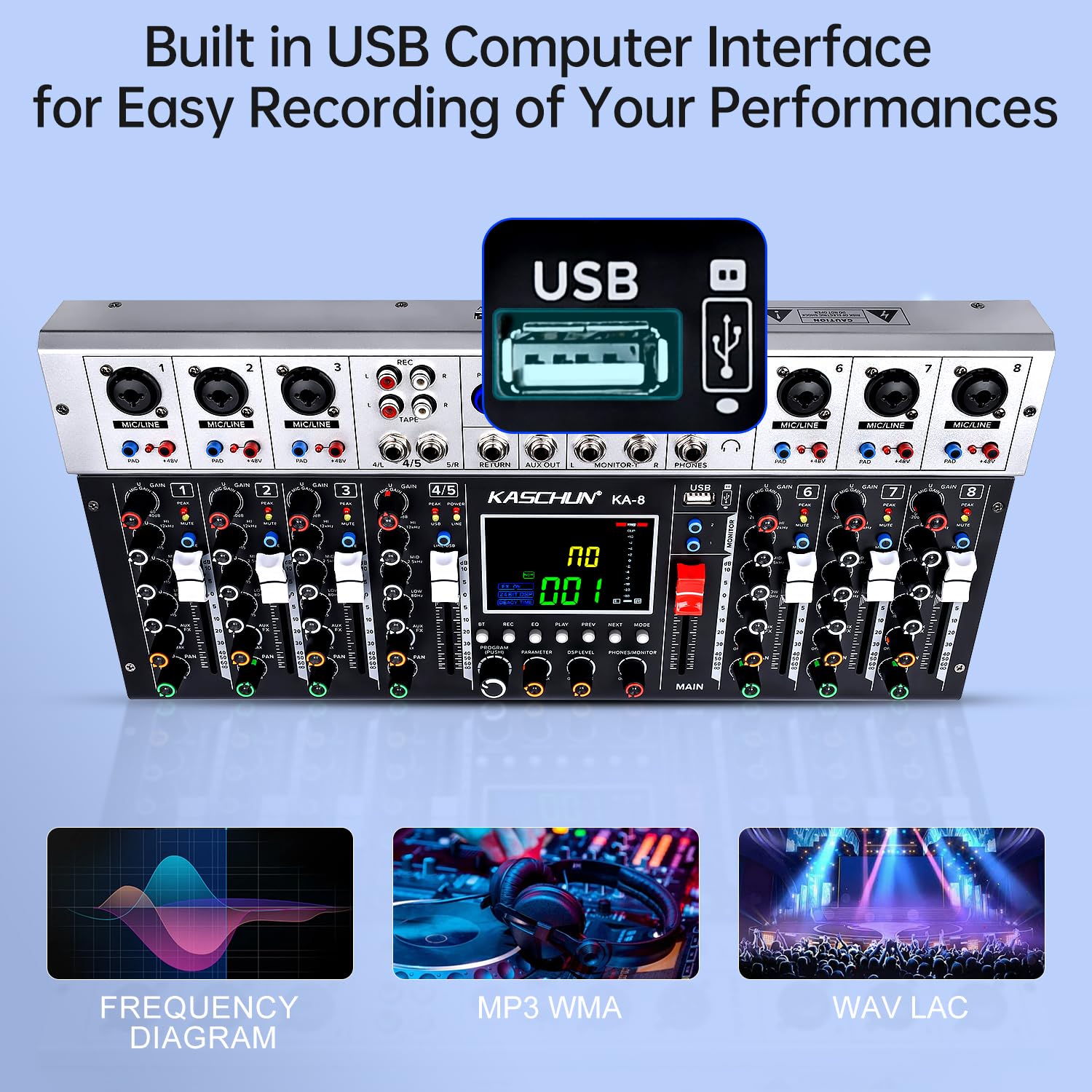 Amazon.com: KA-8 Professional 8-Channel Audio Mixer with 256 DSP