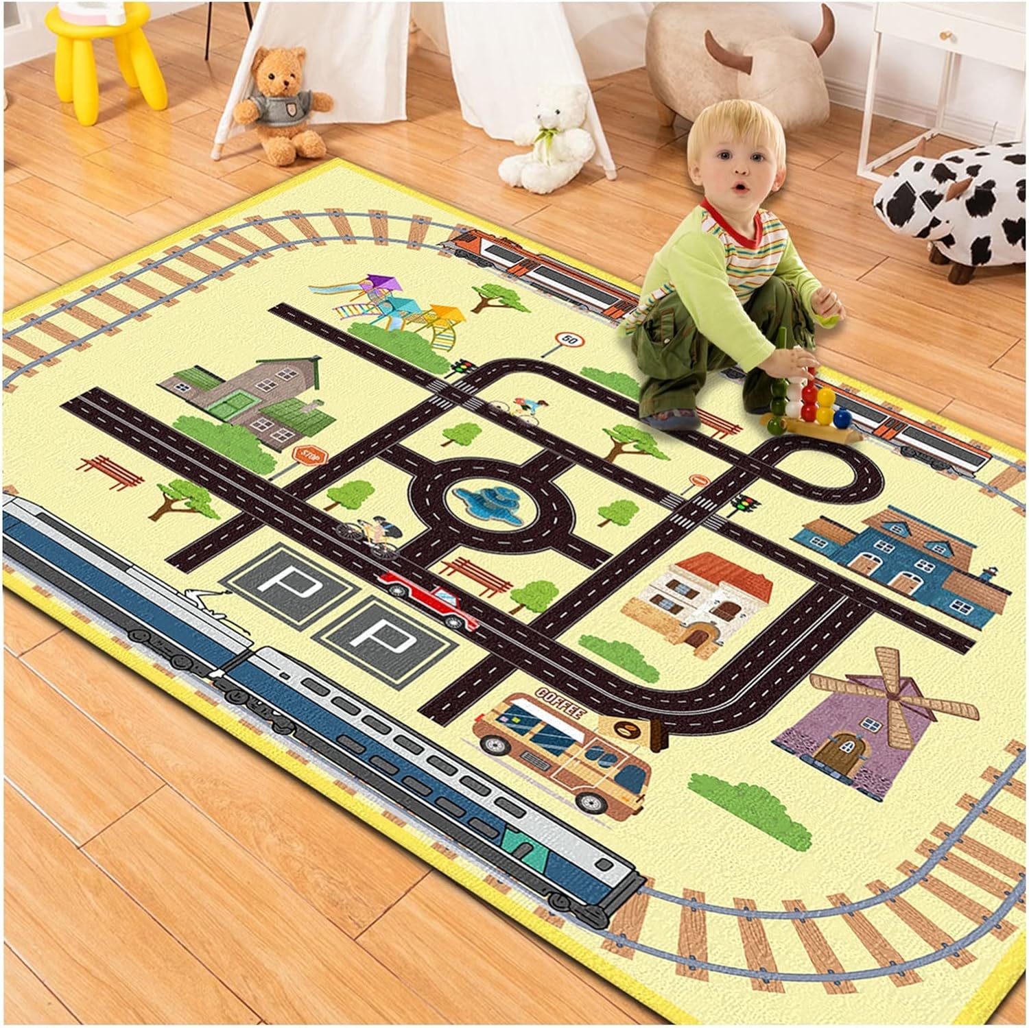 Kids Play Rug for Baby,Car Rug, Crawling Mat,Floor Mats for