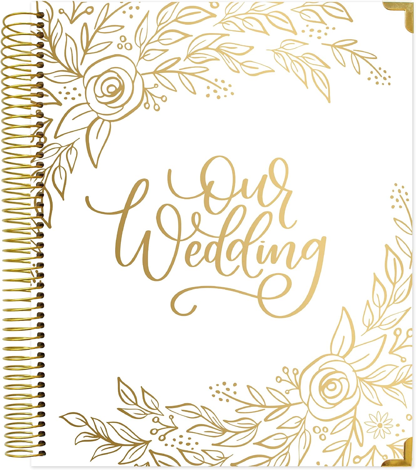 bloom daily planners Hard Cover Wedding Day Planner & Organizer (Undated) - 9" x 11" - Gold Floral